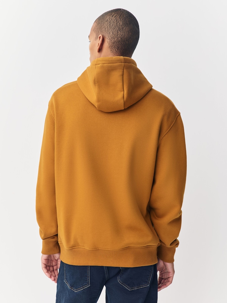 Dark Yellow Regular Fit Heavyweight Cotton Rich Jersey Hoodie - Image 2 of 7