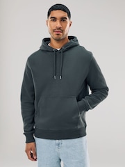 Slate Grey Regular Fit Heavyweight Cotton Rich Jersey Hoodie - Image 1 of 8