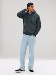 Slate Grey Regular Fit Heavyweight Cotton Rich Jersey Hoodie - Image 2 of 8