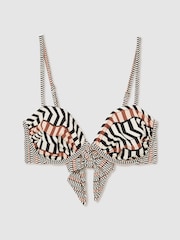 Reiss Black/Brown Kate Chevron Stripe Underwired Bikini Top - Image 2 of 5