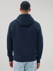 Navy Blue Regular Fit Heavyweight Cotton Rich Jersey Hoodie - Image 3 of 8