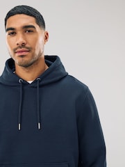 Navy Blue Regular Fit Heavyweight Cotton Rich Jersey Hoodie - Image 4 of 8