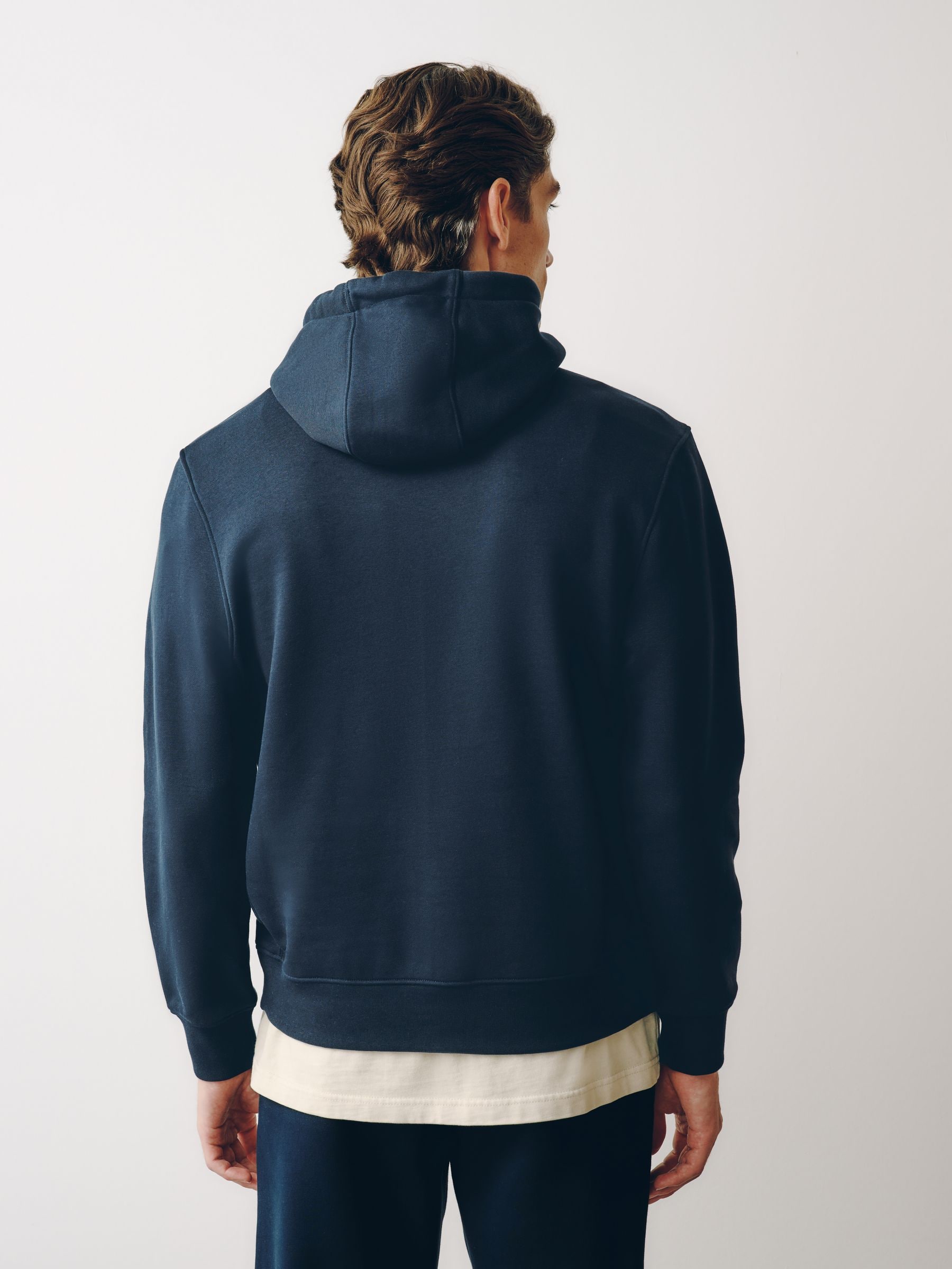 Buy Navy Blue Regular Fit Heavyweight Cotton Rich Jersey Hoodie