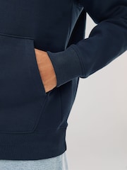 Navy Blue Regular Fit Heavyweight Cotton Rich Jersey Hoodie - Image 5 of 8
