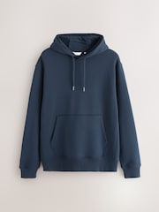 Navy Blue Regular Fit Heavyweight Cotton Rich Jersey Hoodie - Image 6 of 8