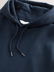 Navy Blue Regular Fit Heavyweight Cotton Rich Jersey Hoodie - Image 8 of 8