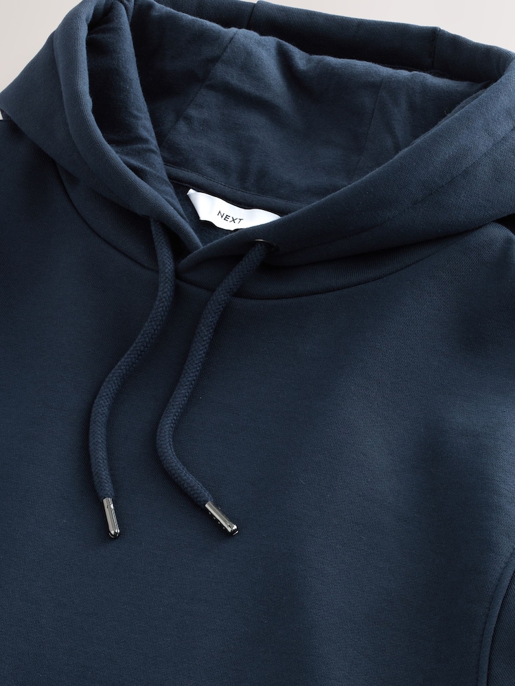 Navy Blue Regular Fit Heavyweight Cotton Rich Jersey Hoodie - Image 8 of 8