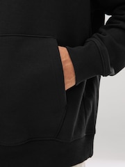 Black Regular Fit Heavyweight Cotton Rich Jersey Hoodie - Image 5 of 8