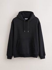 Black Regular Fit Heavyweight Cotton Rich Jersey Hoodie - Image 6 of 8