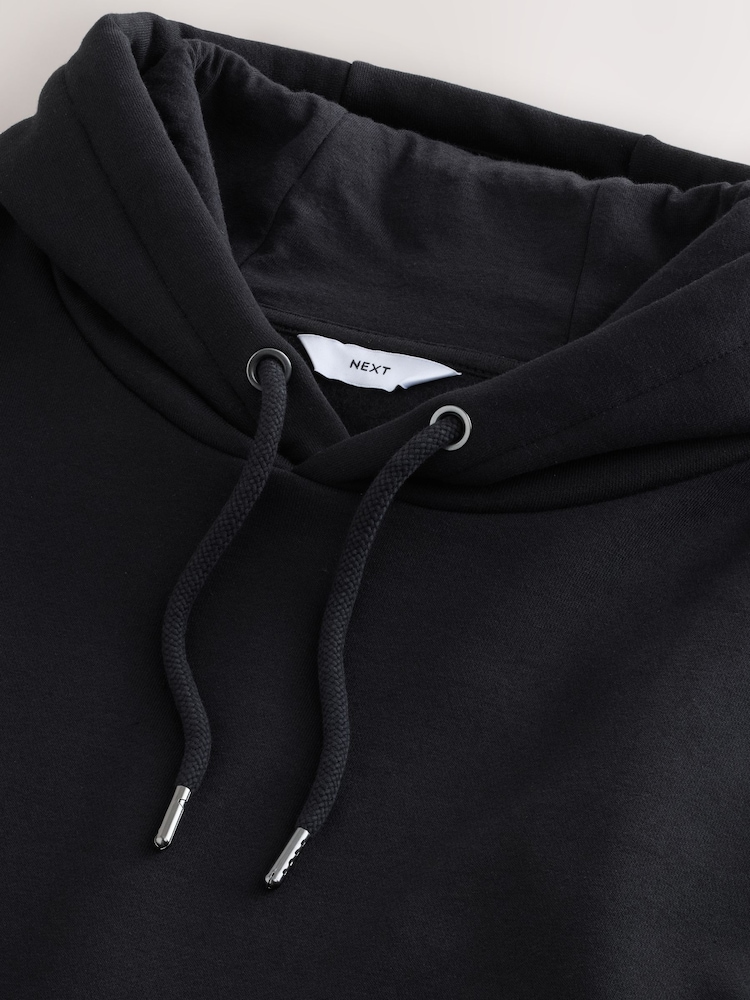 Black Regular Fit Heavyweight Cotton Rich Jersey Hoodie - Image 8 of 8