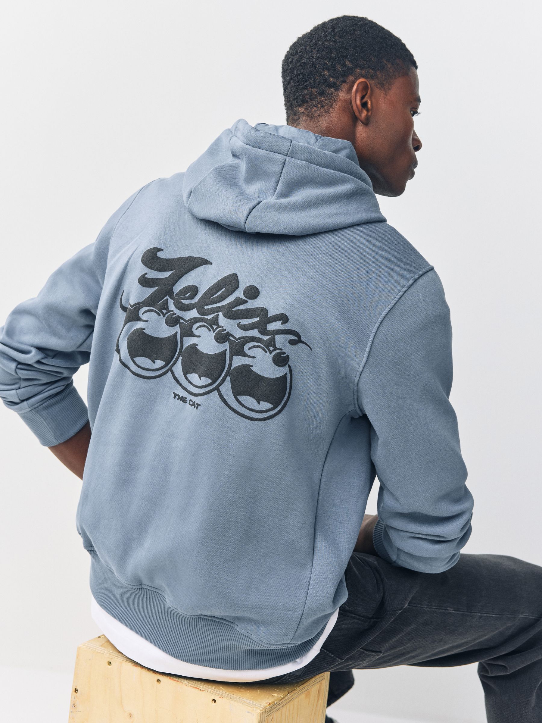 Buy Blue Felix License Graphic Print Hoodie from the Next UK