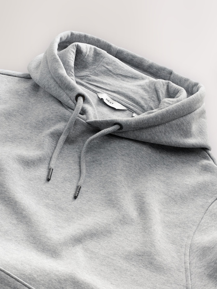 Grey Marl Regular Fit Heavyweight Cotton Rich Jersey Hoodie - Image 8 of 8 Grey Marl Regular Fit Heavyweight Cotton Rich Jersey Hoodie - Image 8 of 8