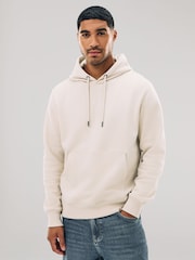 Ecru White Regular Fit Heavyweight Cotton Rich Jersey Hoodie - Image 1 of 8