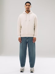 Ecru White Regular Fit Heavyweight Cotton Rich Jersey Hoodie - Image 2 of 8