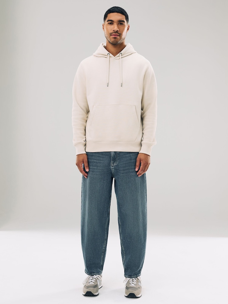 Ecru White Regular Fit Heavyweight Cotton Rich Jersey Hoodie - Image 2 of 8