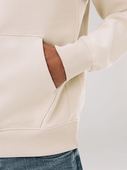 Ecru White Regular Fit Heavyweight Cotton Rich Jersey Hoodie - Image 3 of 8