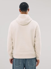 Ecru White Regular Fit Heavyweight Cotton Rich Jersey Hoodie - Image 4 of 8
