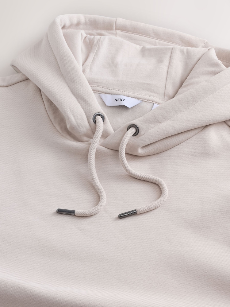Ecru White Regular Fit Heavyweight Cotton Rich Jersey Hoodie - Image 8 of 8