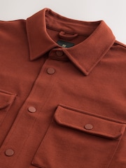 Rust Brown Jersey Twill Popper Shacket - Image 1 of 7