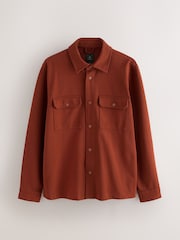 Rust Brown Jersey Twill Popper Shacket - Image 3 of 7