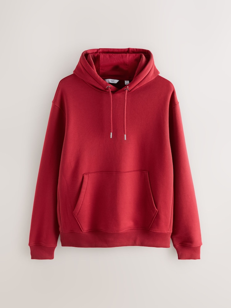 Deep Red Regular Fit Heavyweight Cotton Rich Jersey Hoodie - Image 1 of 3