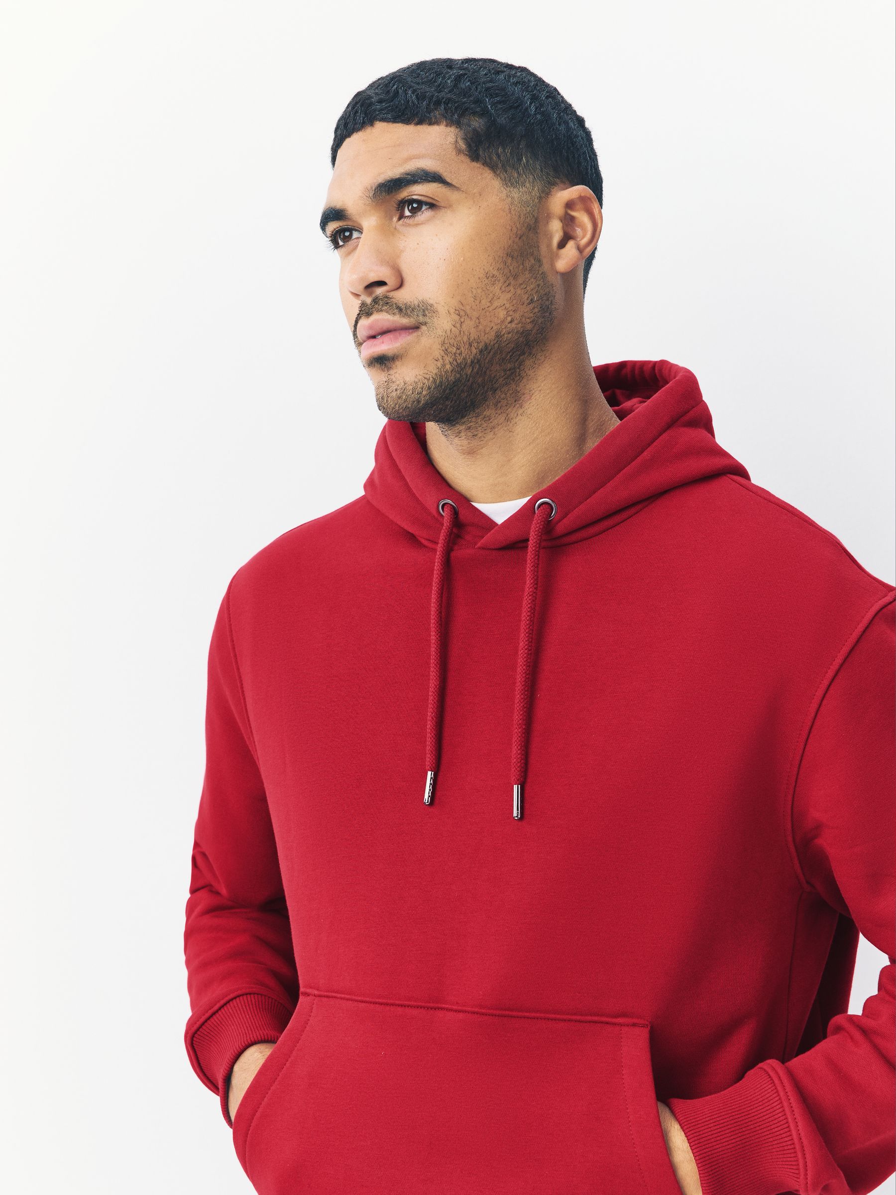 Buy Deep Red Regular Fit Heavyweight Cotton Rich Jersey Hoodie