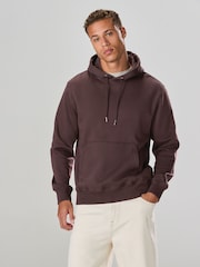 Chocolate Brown Regular Fit Heavyweight Cotton Rich Jersey Hoodie - Image 1 of 9