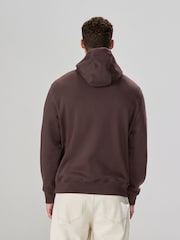 Chocolate Brown Regular Fit Heavyweight Cotton Rich Jersey Hoodie - Image 2 of 9