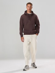 Chocolate Brown Regular Fit Heavyweight Cotton Rich Jersey Hoodie - Image 3 of 9