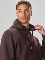 Chocolate Brown Regular Fit Heavyweight Cotton Rich Jersey Hoodie - Image 4 of 9