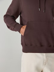 Chocolate Brown Regular Fit Heavyweight Cotton Rich Jersey Hoodie - Image 5 of 9