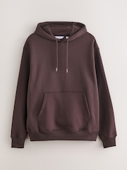 Chocolate Brown Regular Fit Heavyweight Cotton Rich Jersey Hoodie - Image 6 of 9