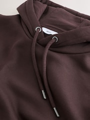 Chocolate Brown Regular Fit Heavyweight Cotton Rich Jersey Hoodie - Image 7 of 9