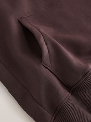 Chocolate Brown Regular Fit Heavyweight Cotton Rich Jersey Hoodie - Image 8 of 9