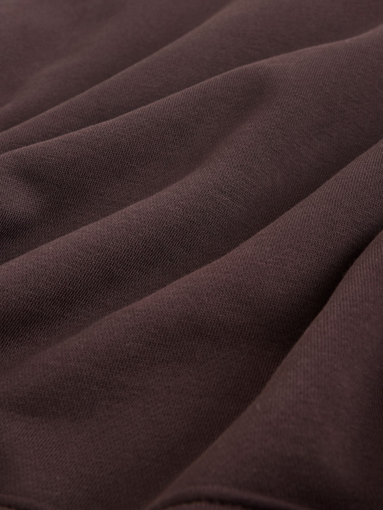 Chocolate Brown Regular Fit Heavyweight Cotton Rich Jersey Hoodie - Image 9 of 9 Chocolate Brown Regular Fit Heavyweight Cotton Rich Jersey Hoodie - Image 9 of 9