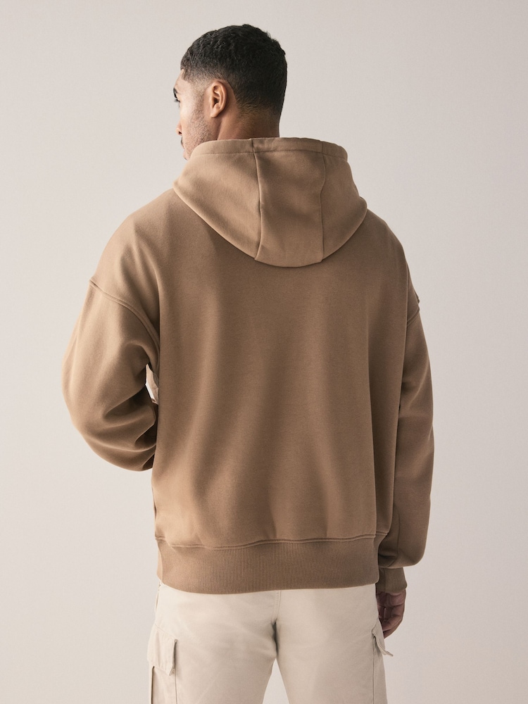 Neutral Oversized Heavyweight Cotton Rich Jersey Hoodie - Image 2 of 4 Neutral Oversized Heavyweight Cotton Rich Jersey Hoodie - Image 2 of 4