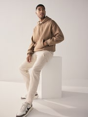 Neutral Oversized Heavyweight Cotton Rich Jersey Hoodie - Image 3 of 4