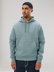 Blue Regular Fit Heavyweight Cotton Rich Jersey Hoodie - Image 1 of 8