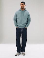 Blue Regular Fit Heavyweight Cotton Rich Jersey Hoodie - Image 2 of 8