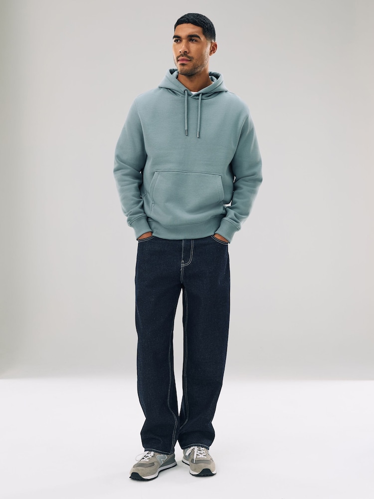 Blue Regular Fit Heavyweight Cotton Rich Jersey Hoodie - Image 2 of 8