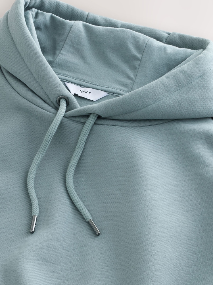 Blue Regular Fit Heavyweight Cotton Rich Jersey Hoodie - Image 8 of 8