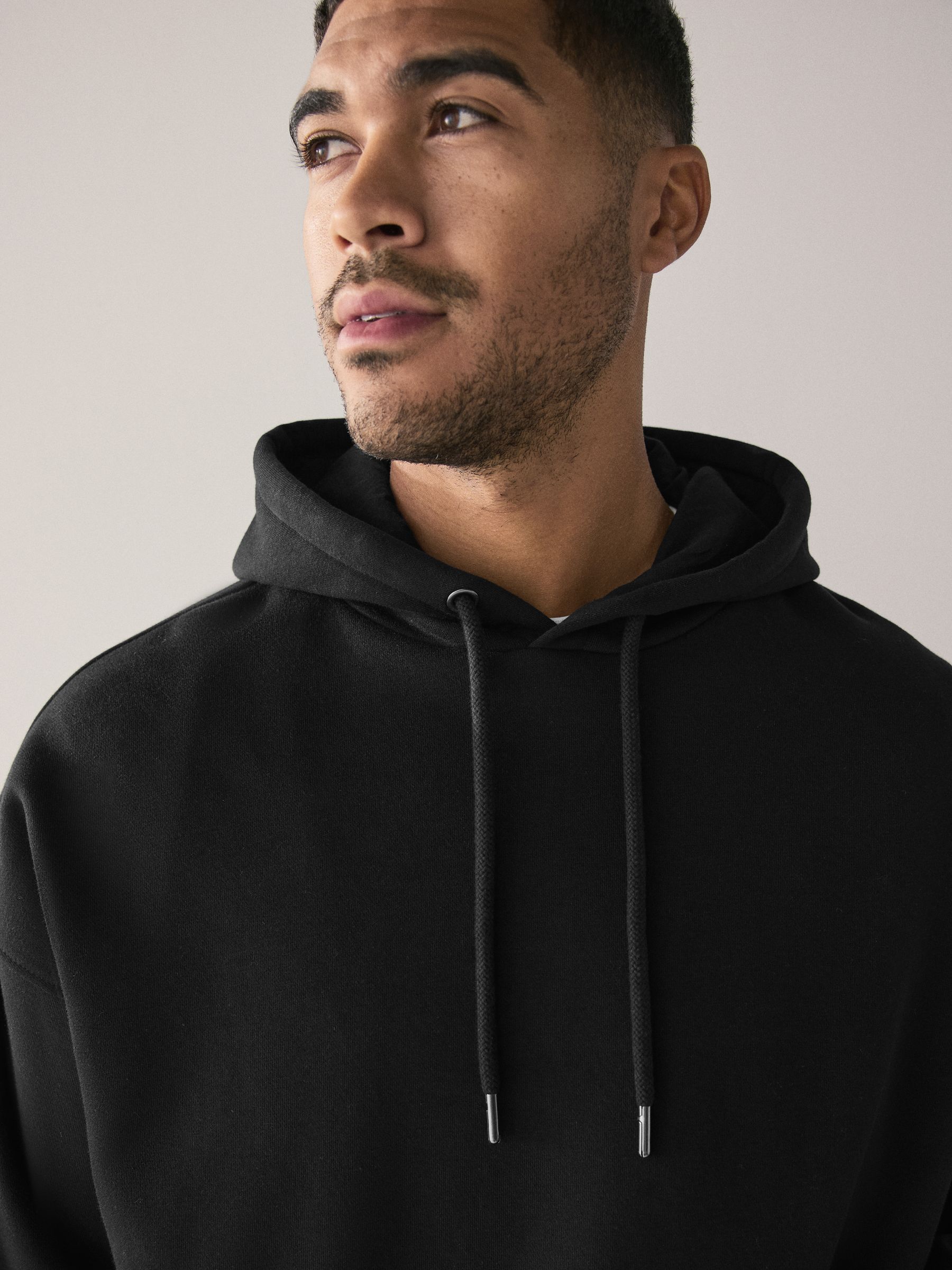Buy Black Oversized Heavyweight Cotton Rich Jersey Hoodie from