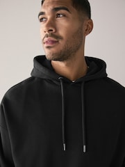 Black Oversized Heavyweight Cotton Rich Jersey Hoodie - Image 5 of 8