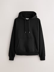 Black Oversized Heavyweight Cotton Rich Jersey Hoodie - Image 6 of 8