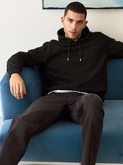 Black Diagonal Textured Hoodie - Image 3 of 9