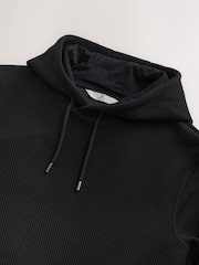 Black Diagonal Textured Hoodie - Image 9 of 9