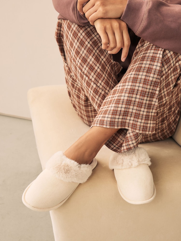 Sand Faux Fur Suede Mule Slippers - Image 2 of 8