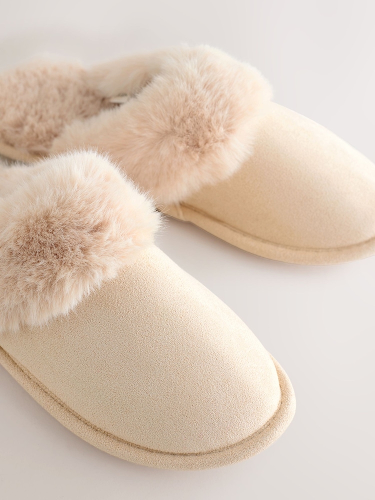 Sand Faux Fur Suede Mule Slippers - Image 8 of 8