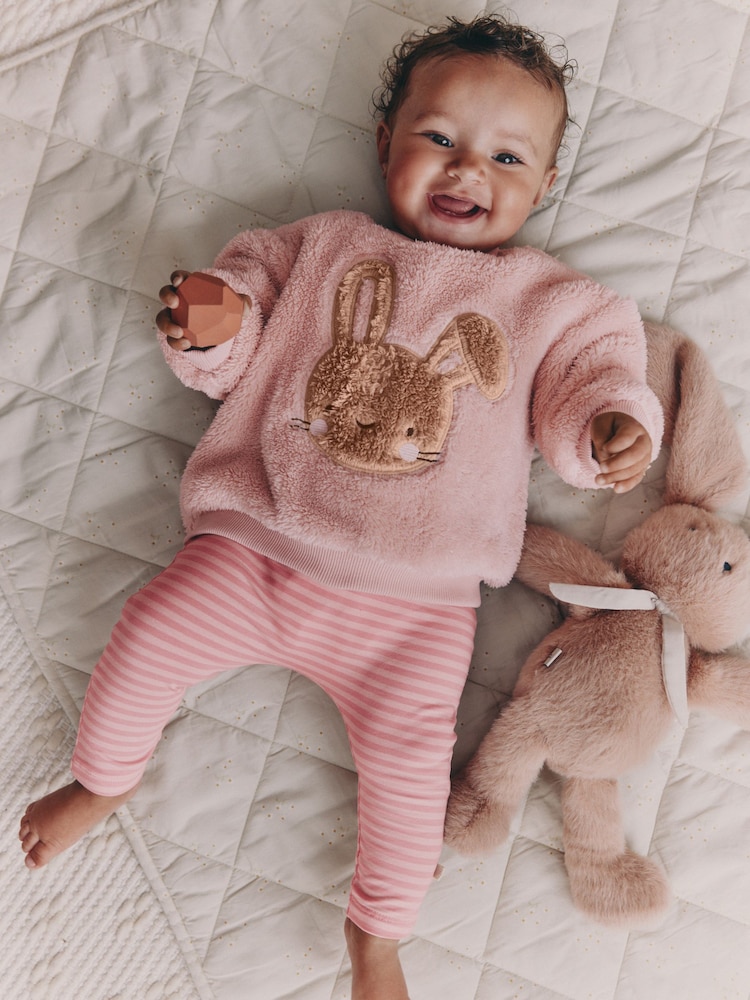 Pink Bunny Baby Fleece Tops and Leggings Set 2 Piece (0mths-2yrs) - Image 1 of 20