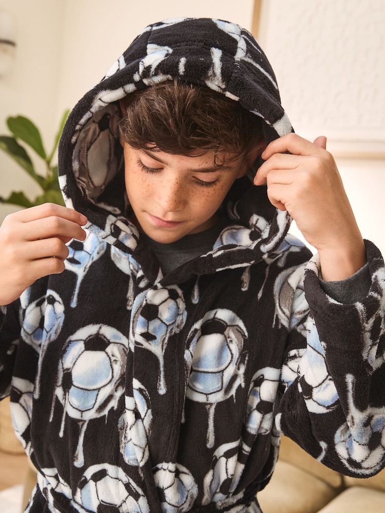 Black/White Football Robe (3-16yrs) - Image 2 of 8